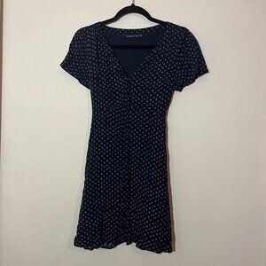 Abercrombie & Fitch Dress Size XS Covered Buttons Down, Navy Blue and White